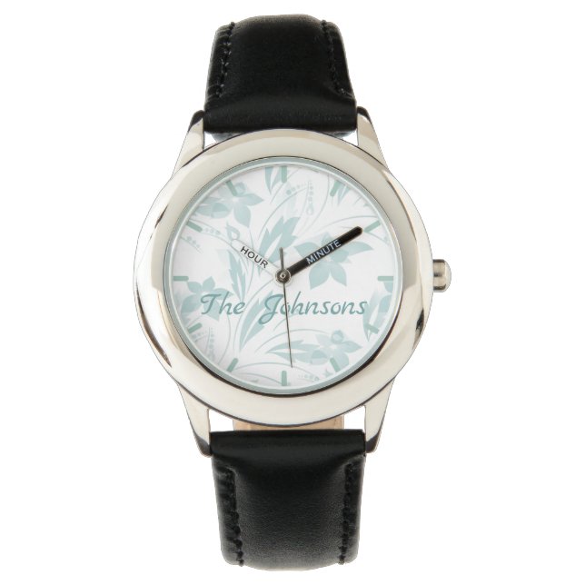 Subtle Floral in Blues Watch (Front)