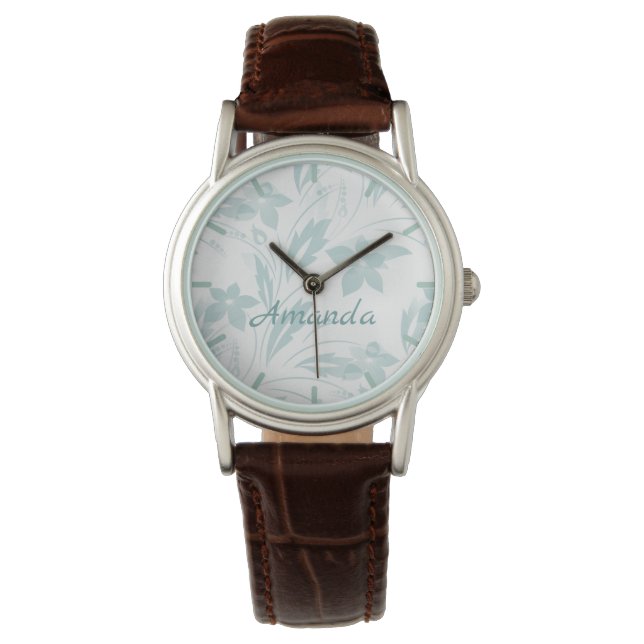Subtle Floral in Blues Watch (Front)