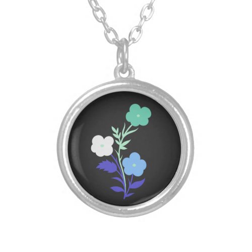 Subtle Gay Man Flag Flowers Silver Plated Necklace