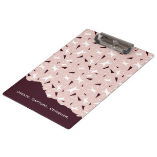 Subtle Geometry: Stars & Triangles – Pink Notebook Clipboard
