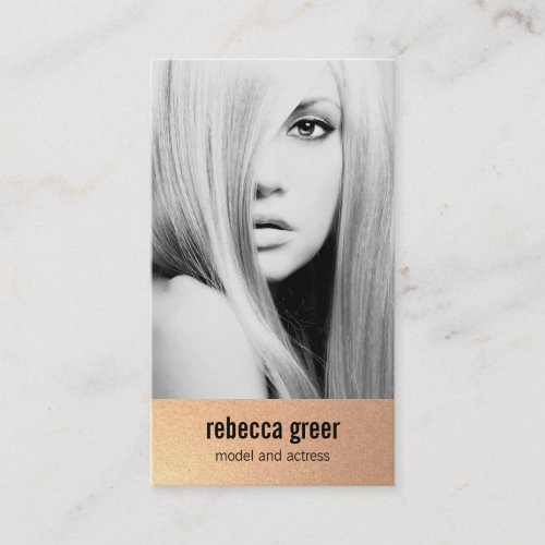 Subtle Gold Glitter Model and Actress Photocard Business Card