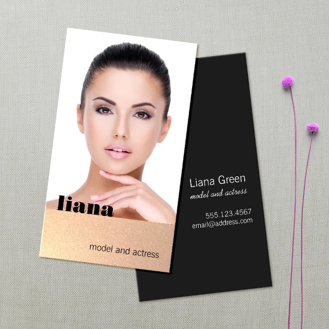 Subtle Gold Glitter Modeling Photocard Business Card (Creator Uploaded)