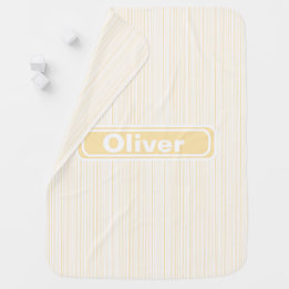 Subtle Golden Stripes on White Baby Blanket