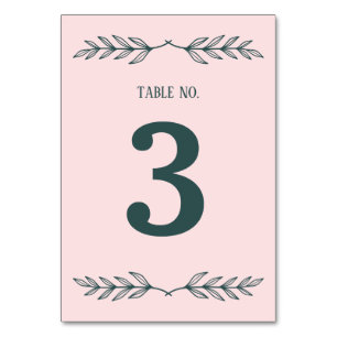 Subtle Grace Blush & Slate Gray Floral Wedding Table Number