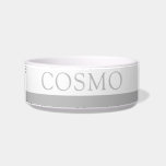 Subtle Gray Stripe Custom Pet Name Cat Dog Food<br><div class="desc">Add your cat,  dog,  or pet's name to this simple cute,  minimal,  and modern food bowl with a subtle gray neutral stripe at the bottom. Any color or font can be changed by clicking "customize further" to design your own pet bowl. Coordinating items in the Paper Grape Designer Shop.</div>