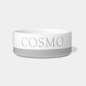 Subtle Gray Stripe Custom Pet Name Cat Dog Food Bowl