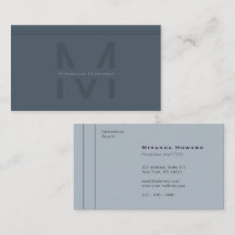 Subtle Grey Minimalist Monogram Business Card