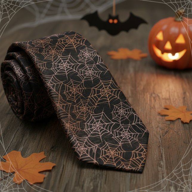 Subtle Halloween Spiderweb Pattern ID1328 Neck Tie (Creator Uploaded)