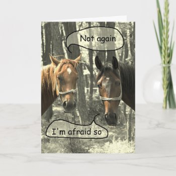 Subtle Humor Horses Talking Birthday Card by PartyPrep at Zazzle