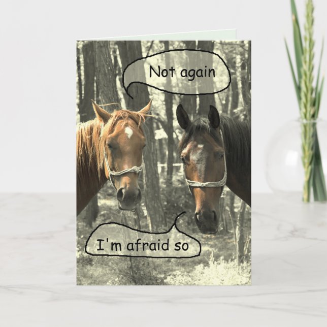 Subtle Humor Horses Talking Birthday Card (Front)
