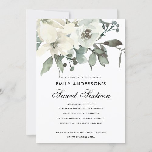 SUBTLE IVORY WHITE FLORAL BUNCH SWEET 16 BIRTHDAY