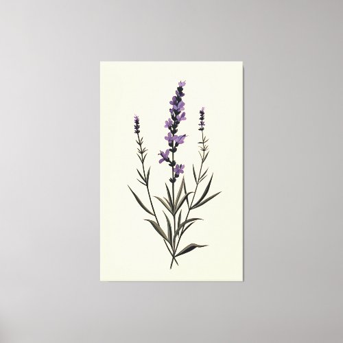 Subtle Lavender Sprig on Ivory Canvas 