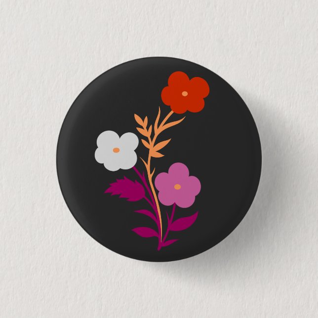 Subtle Lesbian Flag Flowers Button (Front)