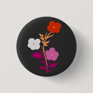 Subtle Lesbian Flag Flowers Button