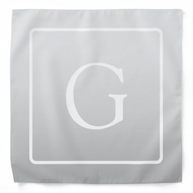 Subtle Light Grey Gradient Surname Monogram  Bandana (Front)