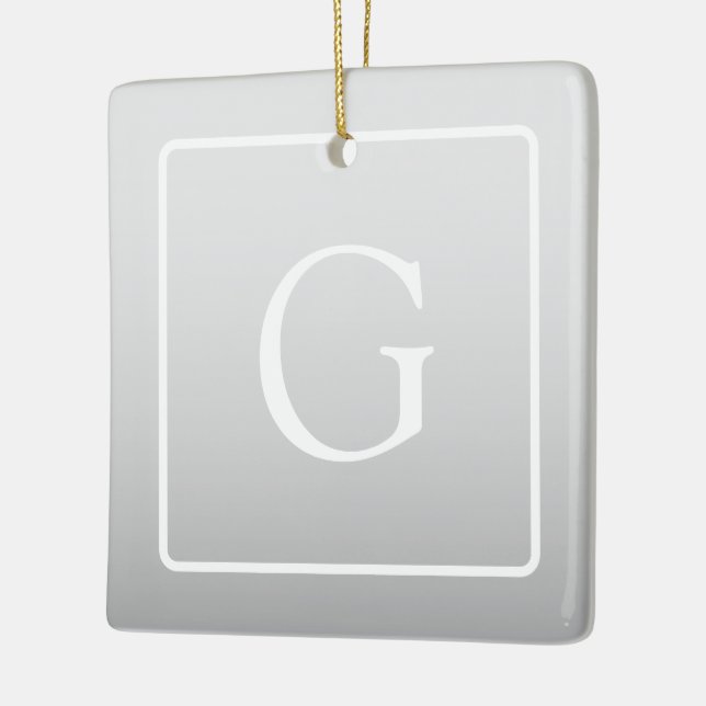 Subtle Light Grey Gradient Surname Monogram  Ceramic Ornament (Left)
