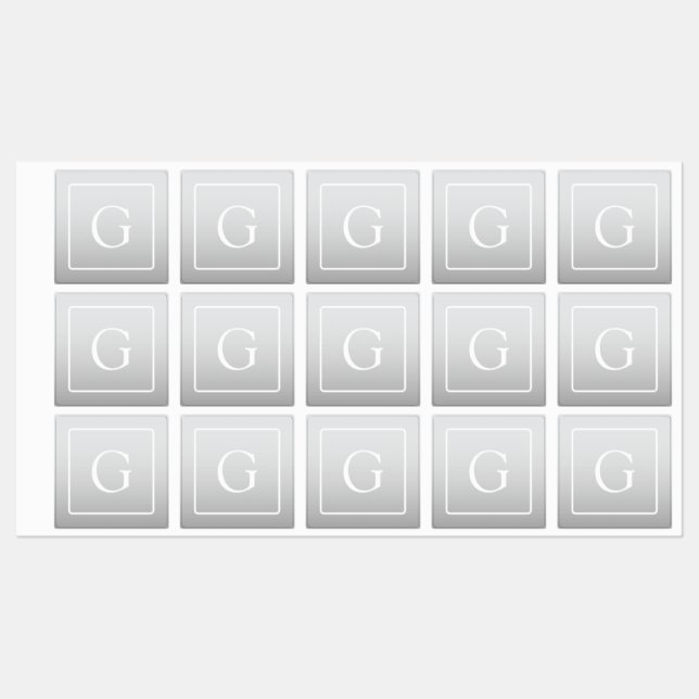 Subtle Light Grey Gradient Surname Monogram  Labels (Sheet)