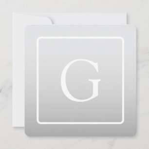Subtle Light Grey Gradient Surname Monogram Note Card