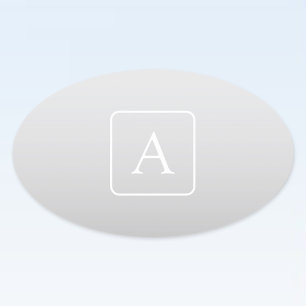 Subtle Light Grey Gradient Surname Monogram Oval Sticker