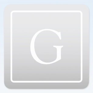Subtle Light Grey Gradient Surname Monogram Square Sticker