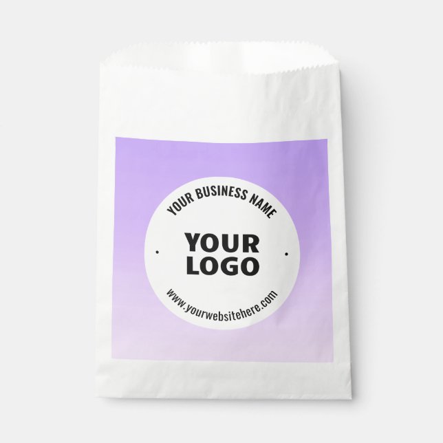 Subtle Light Purple Ombre & Your Business Logo Favor Bag (Front)