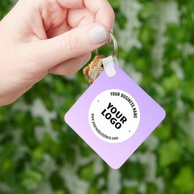 Subtle Light Purple Ombre & Your Business Logo Keychain (Hand)