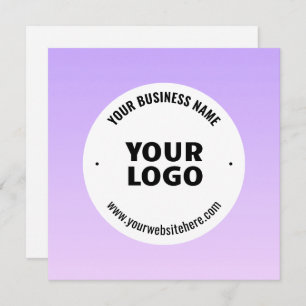 Subtle Light Purple Ombre & Your Business Logo Note Card