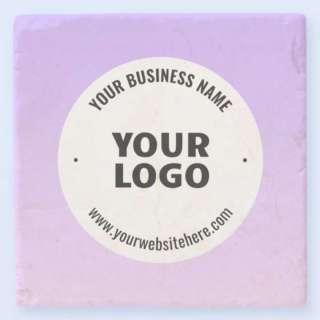 Subtle Light Purple Ombre & Your Business Logo Stone Coaster (Creator Uploaded)