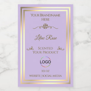 Subtle Lilac Product Label Gold Frame with Logo
