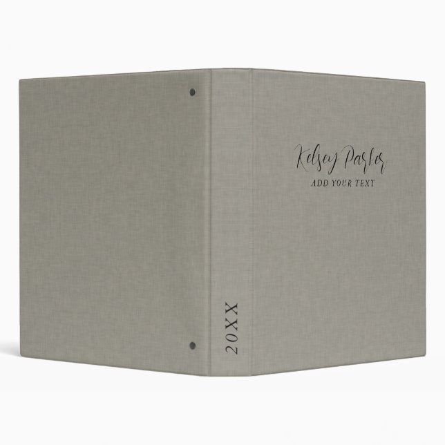 Subtle Linen Texture Personalizable 3 Ring Binder (Background)
