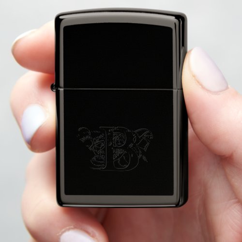 Subtle Messy Monogram Black on Black Zippo Lighter