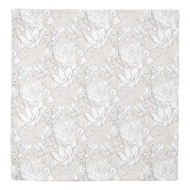 subtle modern roses blush floral duvet cover (Front)