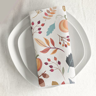 Subtle Monogram Autumn Pattern Cloth Napkin