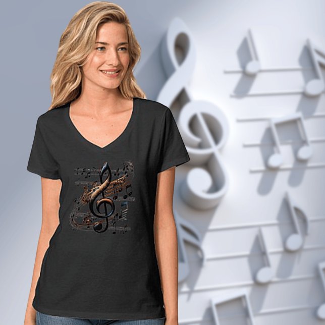 Subtle Musical Design V-Neck T-Shirt (Creator Uploaded)