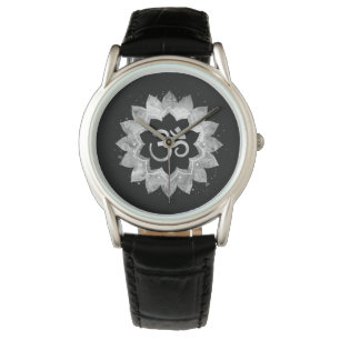 *~* Subtle OM AUM Gray Meditative Mandala Watch