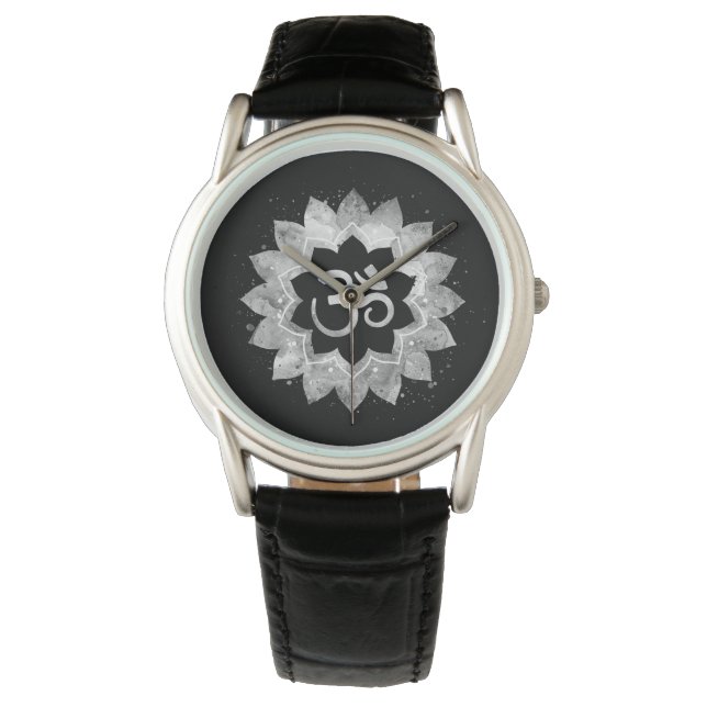 *~* Subtle OM AUM Gray Meditative Mandala Watch (Front)