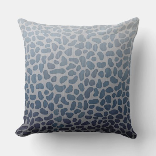 Subtle Ombre Blue Grey Animal Print Line Pattern Throw Pillow