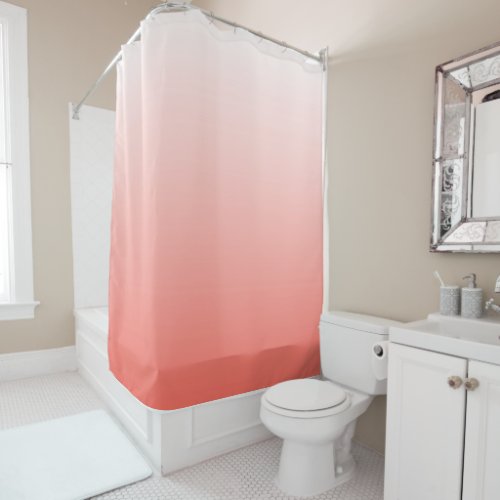 Subtle Ombre Fading Coral Pink to White Beachy Shower Curtain