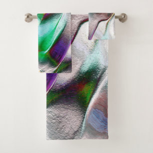 Subtle or colorful extravagance in a virtual rocky bath towel set