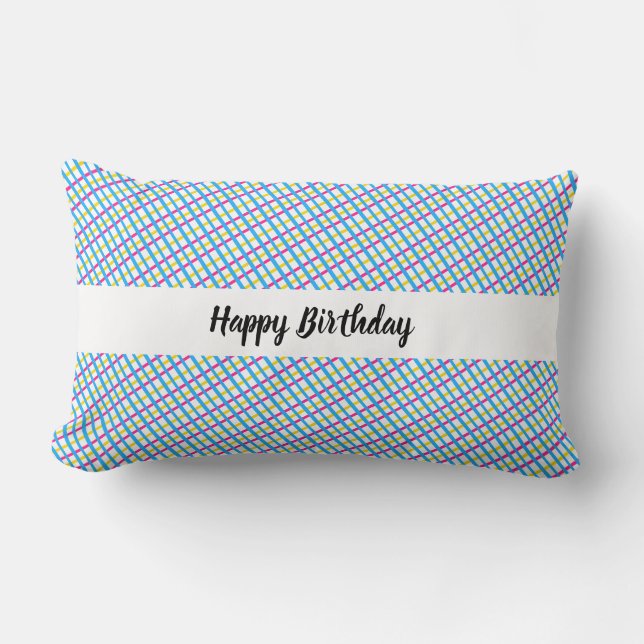 Subtle Pansexual Colors Plaid Lumbar Pillow (Front)