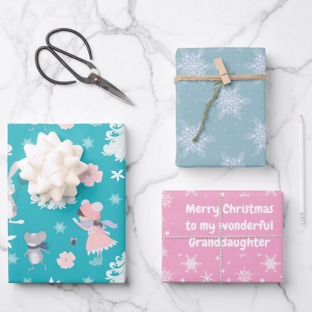Subtle🎄 Pastel Christmas pattern, custom text  Wrapping Paper Sheets (Front)