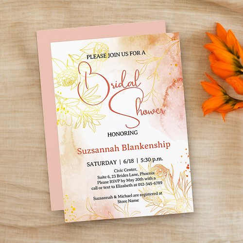 Subtle Pastel Floral Background Bridal Shower  Invitation