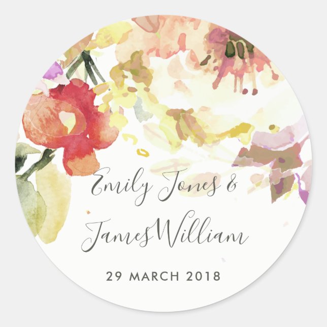 SUBTLE PEACH PINK WATERCOLOR FLORAL  ENVELOPE SEAL (Front)