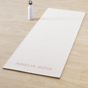 Subtle Personalized Soft Blush Pink on White Yoga Mat