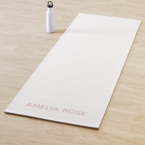 Subtle Personalized Soft Blush Pink on White Yoga Mat