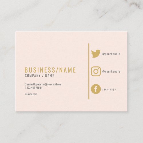 Subtle pink social media business card business card