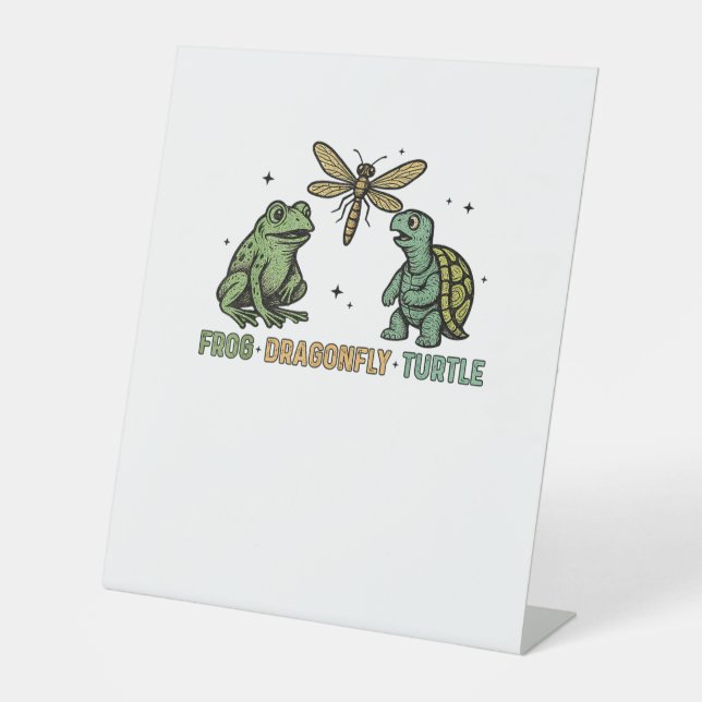 Subtle Political Humor Anti-Trump Frog Dragonfly T Pedestal Sign (Front)