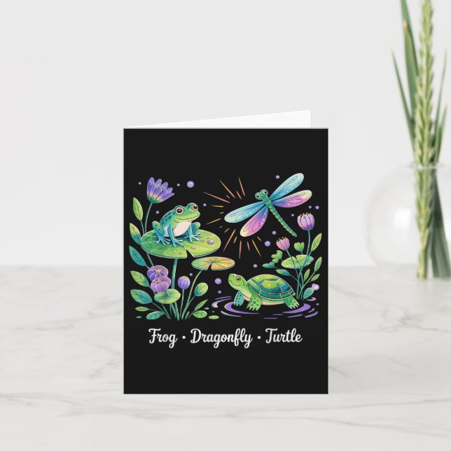 Subtle Political Humor Frog Dragonfly Turtle  Card (Front)