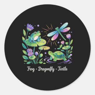 Subtle Political Humor Frog Dragonfly Turtle  Classic Round Sticker