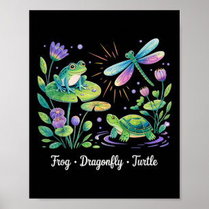 Subtle Political Humor Frog Dragonfly Turtle Poster